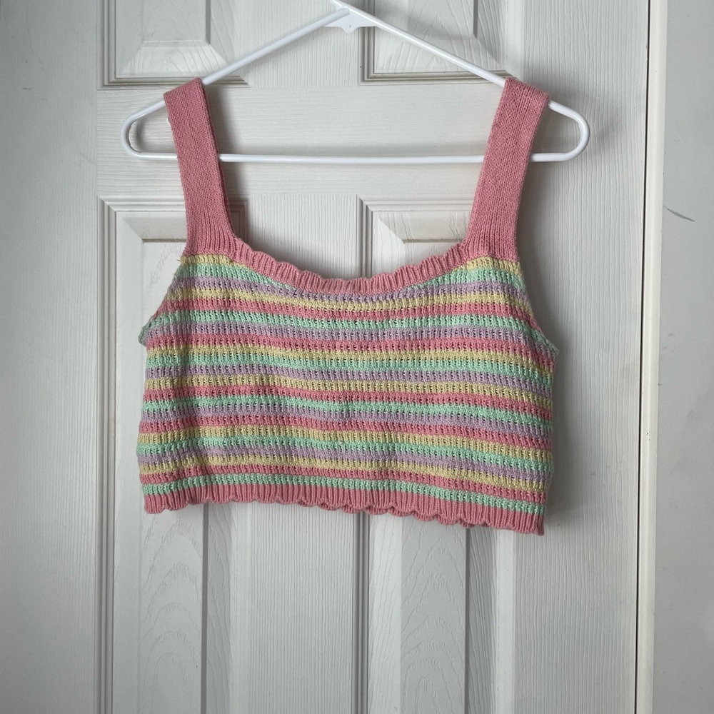 Striped Knit Cropped Tank